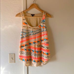 Express tank top nude with glitter